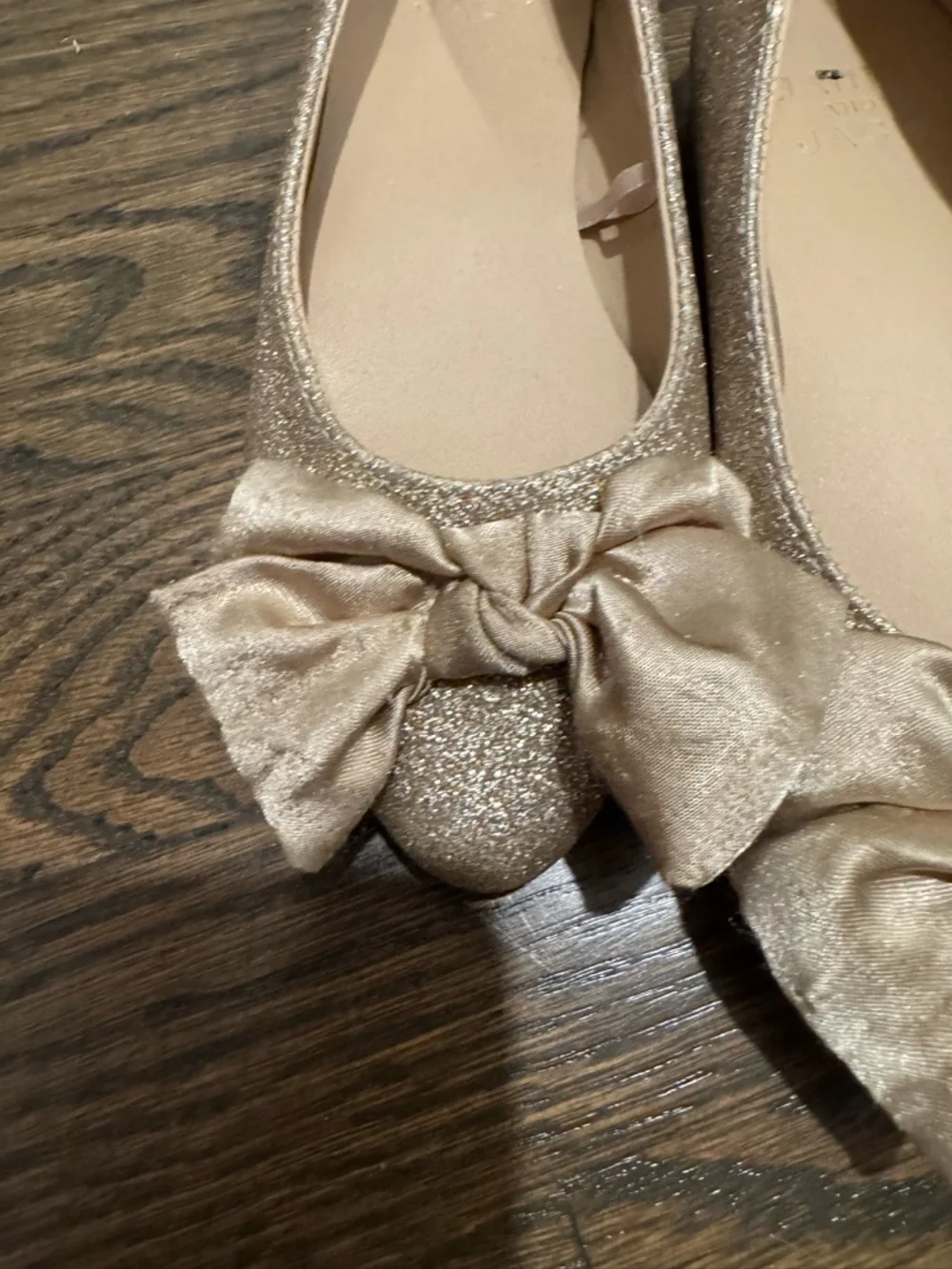 Janie & Jack Toddler Girl‎ Gold Glitter Bow Ballet Flat 10 Formal Wedding Party